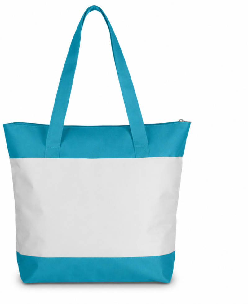 Ready Get Go tote bag, back, printed with local emergency contact numbers and a QR code